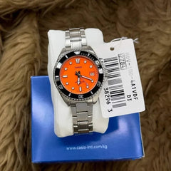 Casio MDV-10D-4A1VDF Dive Watch | Red Dial Analog Stainless Steel Wristwatch | 200M Water Resistant Quartz Watch | Casio Standard Series