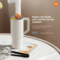 XIAOMI Straw Mug – 480ml Leak-Proof Portable Thermos Cup with Flip Lid, BPA-Free, Travel Tumbler with Straw for Hot & Cold Drinks