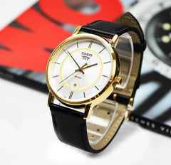 CASIO MTP‑B120L‑7AVDF Men’s Classic Analog Watch – Date & Day Display, 50m Water Resistant, Slim Leather Strap