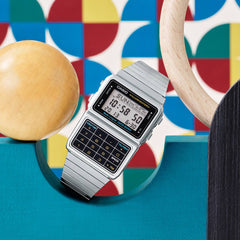 CASIO DBC-611-1DF Databank Watch – Stainless Steel, 8-Digit Calculator, Telememo, Dual Time, Alarm, LED Light, Retro Classic