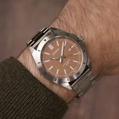 CASIO MTP‑B155D‑5EVDF Men’s Analog Stainless Steel Watch – 50 m Water Resistance, Date Display, 46.5 × 41.3 mm Case