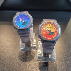 CASIO G-SHOCK GA-2100FLS-8A2DR Analog-Digital Watch – Carbon Core Guard Structure, Fluorescent Accents, Shock Resistant, Super Illuminator LED, World Time, 200M Water Resistance, Stopwatch & Timer – Men’s Sports Watch