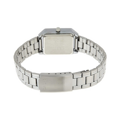 CASIO LTP-V007D-1B Women’s Vintage Analog Watch – Rectangular Silver Stainless Steel, Black Dial, Quartz, Mineral Glass, Water Resistant