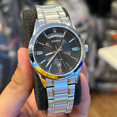 CASIO MTP-1381D Series Men’s Analog Watch – Stainless Steel, Day & Date, Roman Numerals, 50m Water Resistant, Quartz