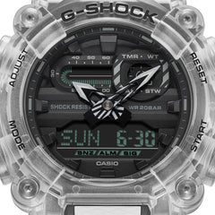 CASIO G-SHOCK GA-900SKL-7ADR Men's Analog-Digital Watch – Shock Resistant, 200M Water Resistant, Industrial Design, Transparent White & Blue