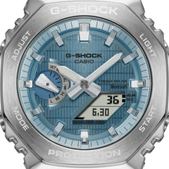 Casio G-SHOCK GBM-2100A-1A2DR Men’s Analog-Digital Metal Covered Ice Blue Dial Watch, Bluetooth, Tough Solar, 200M Water Resistant