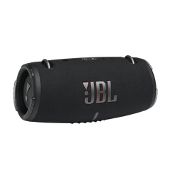 Black JBL portable speaker on a white background