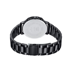 CASIO MTP‑E321B‑1AVDF Men’s Analog “Enticer” Watch – All-Black Design, Day/Date/24H Subdials, 50 m Water Resistance