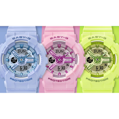 Casio Baby-G BA-110YK-3ADR Women’s Analog-Digital Watch, Green Resin Band, Y2K Style, Shock Resistant, 100m Water Resistant