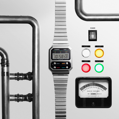 Casio A100WE-1ADF Vintage Digital Watch – Retro Stainless Steel, LED, Classic 80s Style