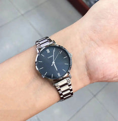 CASIO LTP-VT02D-1AUDF Women’s Analog Watch – Silver Stainless Steel, Black Dial, Quartz Movement, Water Resistant, Elegant Minimalist Design