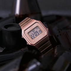 CASIO B650WC-5ADF Vintage Digital Watch – Rose Gold Stainless Steel, LED Light, Alarm, Stopwatch, Water Resistant, Retro 80s Classic Design