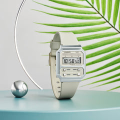 CASIO A100WEF-8A Vintage Digital Watch – Unisex Gunmetal Grey Retro LED Chronograph with Resin Case, Stainless Steel Band & Quartz Movement