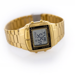 CASIO DB-360G-9A(S)DF Unisex Databank Watch – Gold Stainless Steel, Telememo 30, Dual Time, 5 Alarms, LED Light, 10-Year Battery