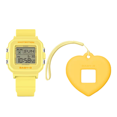 Casio G-SHOCK BABY-G+PLUS Digital Women’s Watch with Heart-Shaped Holder, Shock Resistant, 100m Water Resistant, Yellow, BGD-10KH-9D
