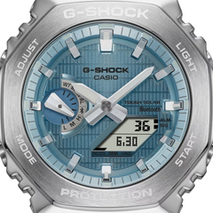 CASIO G-SHOCK GBM-2100A-1A2 – Metal-Covered “CasiOak” with Tough Solar & Bluetooth, Blue Dial, 200M Water Resistant, Super Illuminator, Bio-Based Resin Band