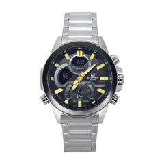 CASIO EDIFICE ECB-30DB-1A9DF Men’s Analog-Digital Watch – Bluetooth Smartphone Link, Black/Gold Dial, Stainless Steel Bracelet, World Time, Stopwatch, 100M Water Resistant