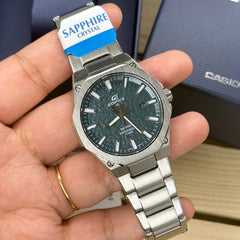 CASIO Edifice EFR-S108DE-3AVUDF Men’s 3-Hand Analog Watch – Slim Stainless Steel, Sapphire Crystal, Green Dial, 100m Water Resistant