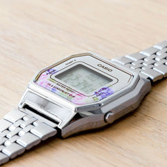CASIO LA680WA-4CDF Vintage Digital Women’s Watch – Pink Dial, Stainless Steel Bracelet, LED Light, Alarm, Stopwatch, Water Resistant
