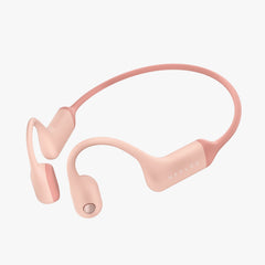 Pink wireless earbuds on a white background
