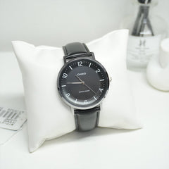 CASIO MTP-VT03L Series Men’s Analog Watch – Minimalist Design, Leather Strap, Slim Case, Water Resistant