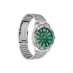 Casio MTP‑VD01D‑3BVUDF Men’s Analog Watch – Green Dial, Stainless Steel, 50 m Water Resistant, Date Display