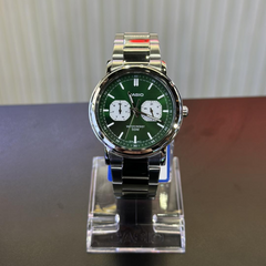CASIO MTP-E335D-3EVDF Men’s Analog Watch – Green Sunray Dial, Multi-Dial (Day/Date/24-Hr), Stainless Steel, Quartz, 50m Water Resistant