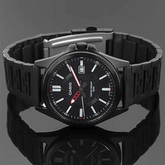 CASIO MTP‑E700B‑1EVDF Men’s Analog Watch – Black Dial & Black Ion-Plated Stainless Steel, Quartz, 50 m Water Resistance