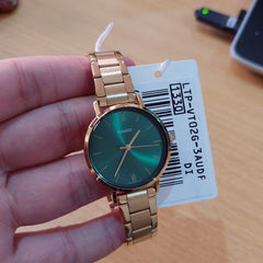CASIO LTP-VT02G-3AUDF Women’s Analog Watch – Gold Stainless Steel, Green Dial, Quartz Movement, Water Resistant, Elegant Classic Design