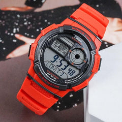 Casio AE-1000W-4AVDF Digital Watch – World Time, 10-Year Battery, Red Sport Style - THE HAPPY BUY