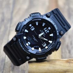 CASIO AQ-S810W-1AVDF Tough Solar Analog-Digital Watch – 100M Water Resistant, World Time, 5 Alarms, LED Light, Stopwatch, Resin Band, Quartz