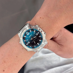 CASIO AMW-870DA-2A2VDF Digital-Analog Combination Watch – Stainless Steel, Dual Time Display, Water-Resistant