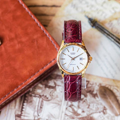 CASIO LTP-1183Q-7ADF Women’s Analog Watch – Genuine Leather Band, Classic White Dial, Quartz Movement, Water Resistant