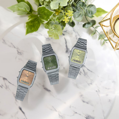 CASIO AQ-230A-3AMQYDF Vintage Series Men's & Women's Watch – Dual Time, Stainless Steel, Green Dial, Analog-Digital Retro Timepiece