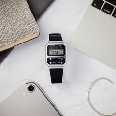 CASIO A100WEF-1A Vintage Digital Watch – Retro Design, Stainless Steel Band, Multi-Function Features, Water-Resistant