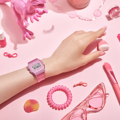 Casio F-91WS-4HDF Digital Pink Resin Watch – Iconic Lightweight Design, LED Light, Water Resistant