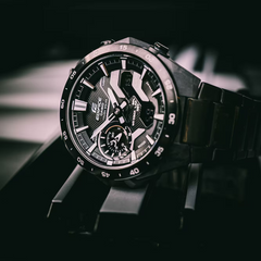 CASIO EDIFICE ECB-2200DC-1ADF Men's Bluetooth Solar Chronograph Watch – Black IP Stainless Steel, Carbon Dial, 100M Water Resistant