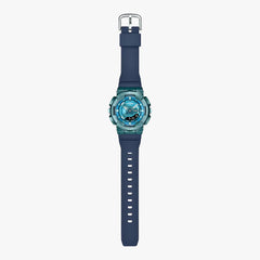 CASIO G-SHOCK GM-S110LB-2ADR Women's Blue Mirror Dial Watch – Compact Metal Bezel, Shock Resistant, 200M Water Resistant, Analog-Digital Display