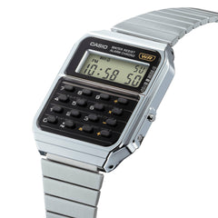 CASIO CA-500WE-1ADF Vintage Calculator Watch – Retro Digital Display, Stainless Steel Band, Multi-Function Alarm, Dual Time, Water Resistant