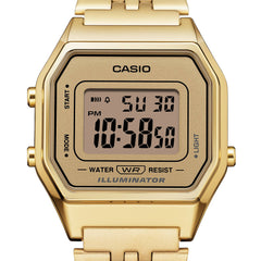 CASIO LA680WGA-9DF Vintage Digital Watch – Gold-Tone Stainless Steel, Retro Design with Multi-Function Features