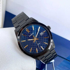 CASIO MTP-VD03B Series Standard Analog Men’s Watch – Black Stainless Steel Case & Band, Date Display, Quartz Movement, 50M Water Resistance, Mineral Glass – Men’s Modern Classic Watch