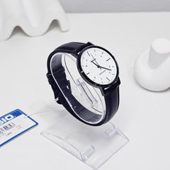 CASIO LTP-VT03BL-7BDF Women’s Analog Watch – White Dial, Black Leather Strap, Slim Case, Quartz Movement, Water Resistant, Elegant Minimalist Design