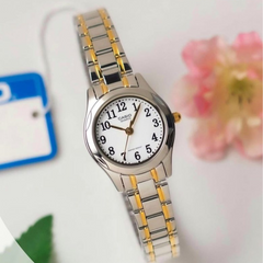 CASIO LTP-1275SG-7BDF Women's Analog Watch – Stainless Steel with Silver and Gold Accents, Classic White Dial, Elegant Timepiece
