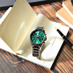 CASIO EDIFICE EFV-650D-3AVUDF Men’s Chronograph Watch – Green Sunray Dial, Stainless Steel Bracelet, Quartz, Date, Mineral Glass, 100M Water Resistant