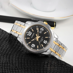 CASIO MTP-1314SG-1AVDF Men’s Analog Watch – Black Dial with Gold-Tone Case & Bracelet, Classic & Elegant