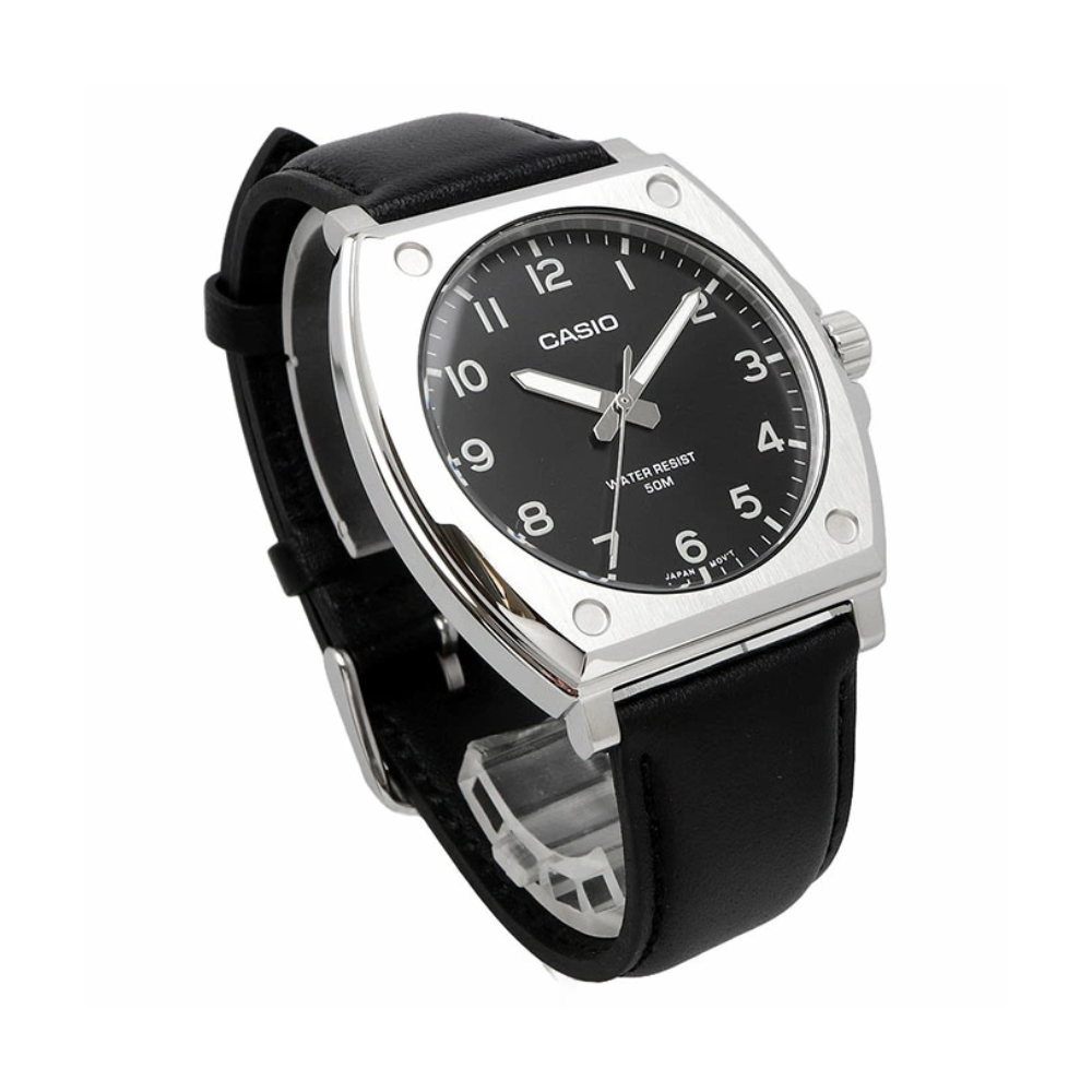 CASIO MTP-E730L-1AVDF Men's Analog Watch – Black Dial Leather Strap Quartz Timepiece | Retrograde Sub-Dial, Water Resistant & Stylish Design - THE HAPPY BUY