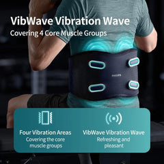 Philips PPM4721 Waist & Back Massager – 4‑Zone VibWave, Hot Compress 40‑55 °C, 3D Support, 3200 mAh Battery, USB‑C