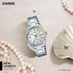 CASIO LTP-1302DS Series Women’s Analog Watch – Stainless Steel Bracelet, Date Window, Quartz Movement, Mineral Glass, 50M Water Resistant – Multiple Dial Colors