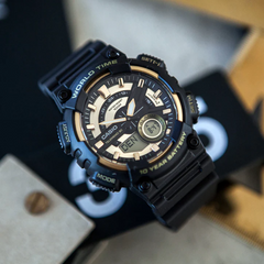 CASIO AEQ-110BW-9AVDF Analog-Digital Combination Watch – Dual Time Display, Water-Resistant, Durable Resin Band