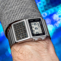 CASIO DBC-611-1DF Databank Watch – Stainless Steel, 8-Digit Calculator, Telememo, Dual Time, Alarm, LED Light, Retro Classic